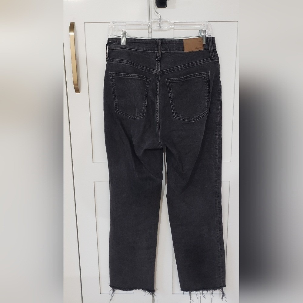 Madewell Jeans Womens 27 Curvy Black Perfect Vintage Straight Raw Hem Dark Denim - Picture 2 of 8